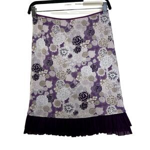 Kenneth Cole New York Y2K 90s Purple Floral Tiered Ruffle Skirt Women's L